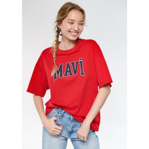 Mavi Kadın Mavi Logo Baskılı Kırmızı Tişört