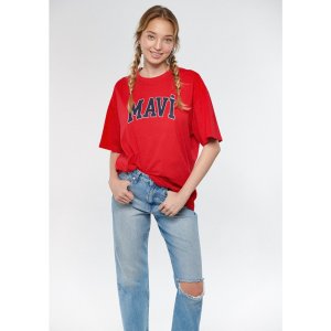 Mavi Kadın Mavi Logo Baskılı Kırmızı Tişört